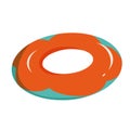 Vector illustration of retro swimming ring in cartoon flat style. Summer accessory for swim in pool and sea in blue and