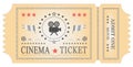 Vector illustration. Retro vintage movie ticket in black and white and red. Banner, template, movie theater poster, icon Royalty Free Stock Photo