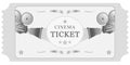 Vector illustration. Retro vintage movie ticket template in black and white. With the ability to add the desired text material