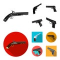 Vector design of revolver and pistol sign. Set of revolver and trigger vector icon for stock. Royalty Free Stock Photo