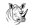 Vector illustration of a rhinoceros head. Animal world. Isolated flat style rhinoceros head on a white background. Rhino head