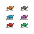 Vector illustration of a rhinoceros with six color choices