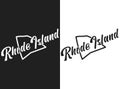 Vector illustration of Rhode Island. Monochrome logo of the USA state. Lettering and outline of territory of the United States of