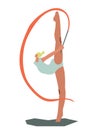 Vector illustration of rhythmic gymnastics. Woman with ribbon. Cartoon charcater Royalty Free Stock Photo