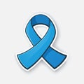 Vector illustration. Ribbon at blue color, international symbol of Colon cancer awareness.