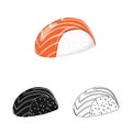 Vector illustration of rice and boiled logo. Set of rice and fish vector icon for stock.