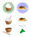 Vector illustration of a Rice Bowl, Chopstick and Pasta