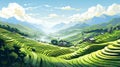 vector illustration of rice terraces