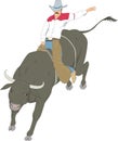 Bull Riding Vector Illustration