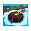 Vector illustration of river tubing activity