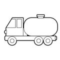 Vector Illustration of a road tanker. Icon style with black outline. Logo design. Coloring book for children