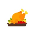Roast turkey or chicken icon, flat isolated