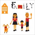 Vector illustration of robotic family