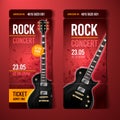 Vector illustration rock concert ticket design template with black guitar Royalty Free Stock Photo