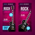 Vector illustration rock concert ticket design template with black guitar Royalty Free Stock Photo