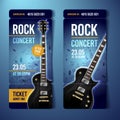 Vector illustration rock concert ticket design template with black guitar Royalty Free Stock Photo