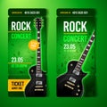 Vector illustration rock concert ticket design template with black guitar Royalty Free Stock Photo