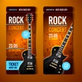 Vector illustration rock concert ticket design template with black guitar Royalty Free Stock Photo