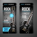 Vector illustration rock concert ticket design template with black guitar