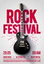 Vector illustration rock festival concert party flyer or posterdesign template with guitar, place for text and cool effects in the Royalty Free Stock Photo