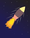 Vector illustration of rocket blasting off into space