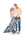 Vector illustration of romantic couples in love with flowers.