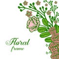 Vector illustration rose floral frames blooms for white background Royalty Free Stock Photo