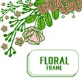 Vector illustration rose floral frames blooms for white background Royalty Free Stock Photo