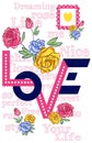 Vector illustration roses and quotes for t-shirts, posters, card and other uses Royalty Free Stock Photo