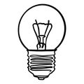 Vector illustration round incandescent light bulb LED lamp black outline. isolated.