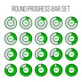 Vector illustration of round progress bar. Circle indicators status. Loading and buffering percentage icon set. Circular interval Royalty Free Stock Photo