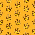 royal luxury yellow gold crown repeat seamless pattern doodle cartoon style wallpaper