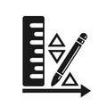 Vector illustration, ruler and pencil icon. Measurement and design. Isolated.