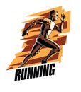 Illustration of runner on a abstract background. Running poster. Royalty Free Stock Photo