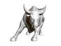 Vector illustration of a running bull. 3D. Polygonal figurine of a running bull. Vector illustration