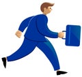 Running businesman with bag vector illustration icon