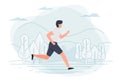 Vector illustration - running man. Park, trees Royalty Free Stock Photo