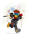 Running paintball player