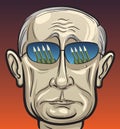 Vector illustration of Russian president Putin threatening