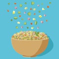 Vector illustration of russian traditional new year`s dish Olivier salad.