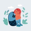 Vector illustration of Illustration of sad little girl