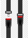 Vector illustration of safety seat belt, open and closed seatbelt isolated