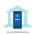 Vector illustration of the safety of using mobile banking Royalty Free Stock Photo