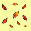 Vector illustration sale Autumn falling leaves. Autumnal foliage fall and poplar leaf flying in wind motion blur. Autumn design. Royalty Free Stock Photo