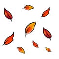 Vector illustration sale Autumn falling leaves. Autumnal foliage fall and poplar leaf flying in wind motion blur. Royalty Free Stock Photo