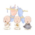 Vector cartoon vaisnava devotees Royalty Free Stock Photo