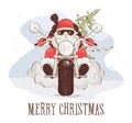 Christmas card -- Santa biker