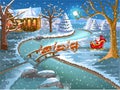 Santa Claus coming on Christmas in his sleigh Royalty Free Stock Photo