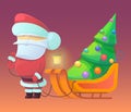 Vector illustration of Santa Claus with firtree on