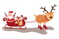 Vector illustration of Santa Claus flying with deer Royalty Free Stock Photo